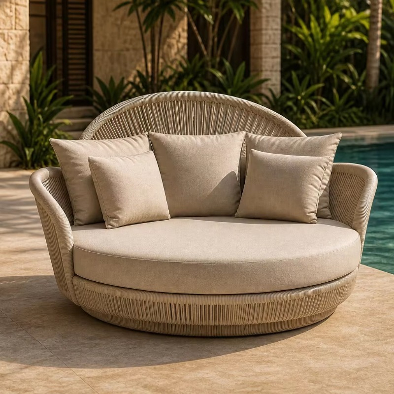 Outdoor Furniture Without Cushions - Zewnętrzny leżak z rattanu z poduszką