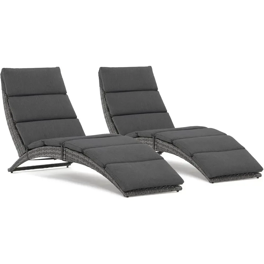 Rattan Lounge Set - 2-częściowy zestaw regulowanych leżaków rattanowych z