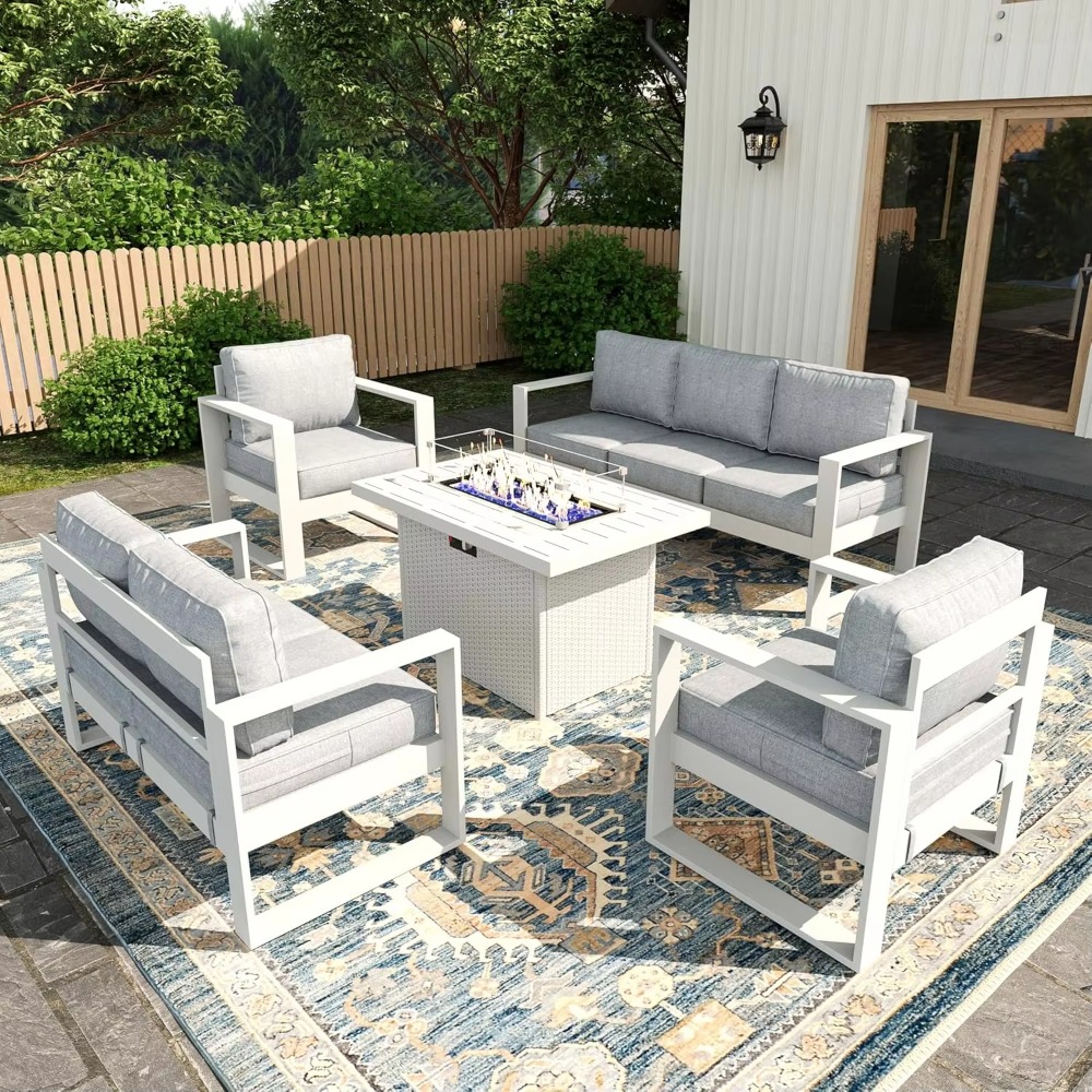 Outdoor Furniture Fire Table - Zestaw mebli na taras, meble balkonowe,