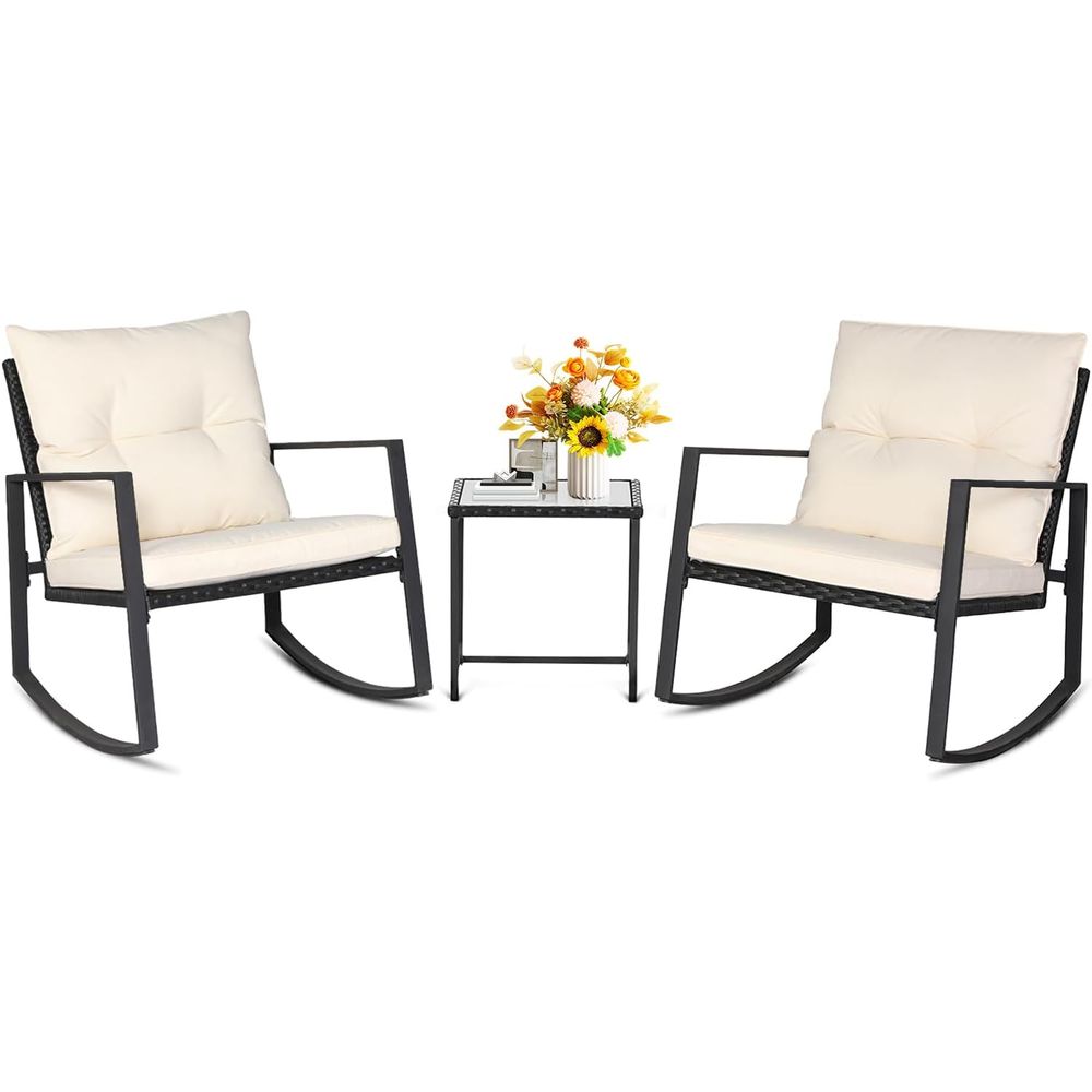 Bistro Table Set - 3-częściowy zestaw mebli ogrodowych z czarnego