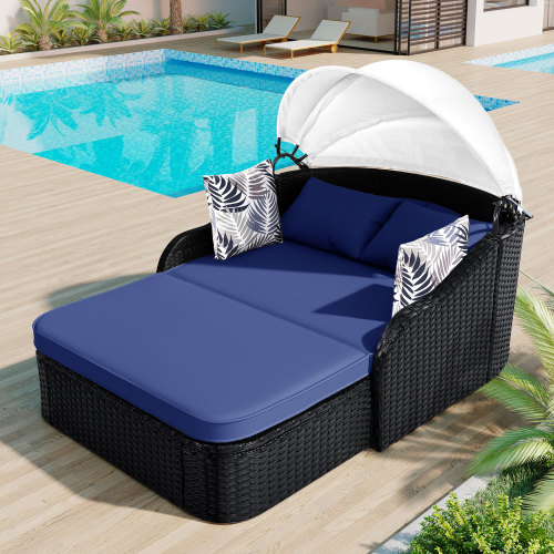 Outdoor Daybed Furniture - Leżanka ogrodowa 79,9 cala z regulowanym