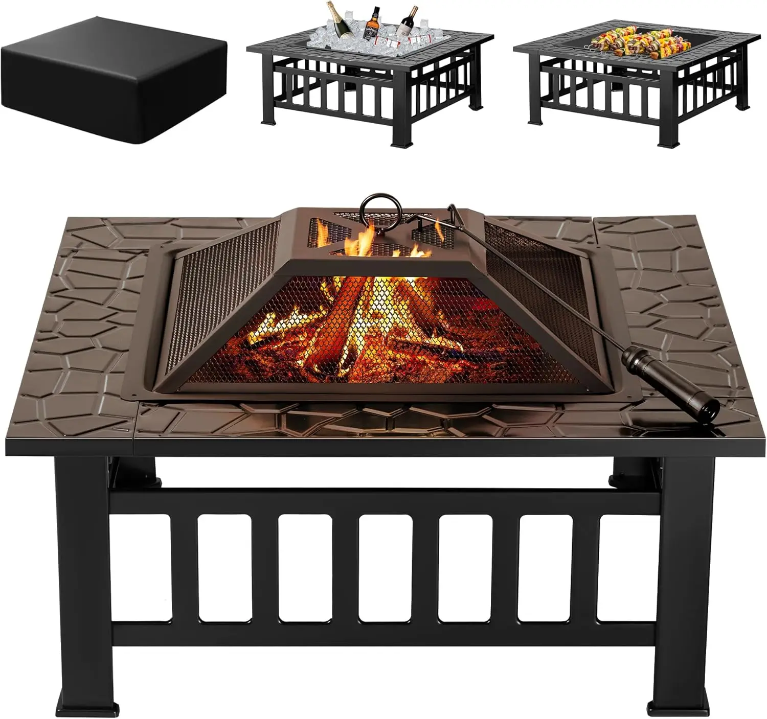 Outdoor Furniture Fire Table - Ognisko ogrodowe, 32-calowy metalowy stół z
