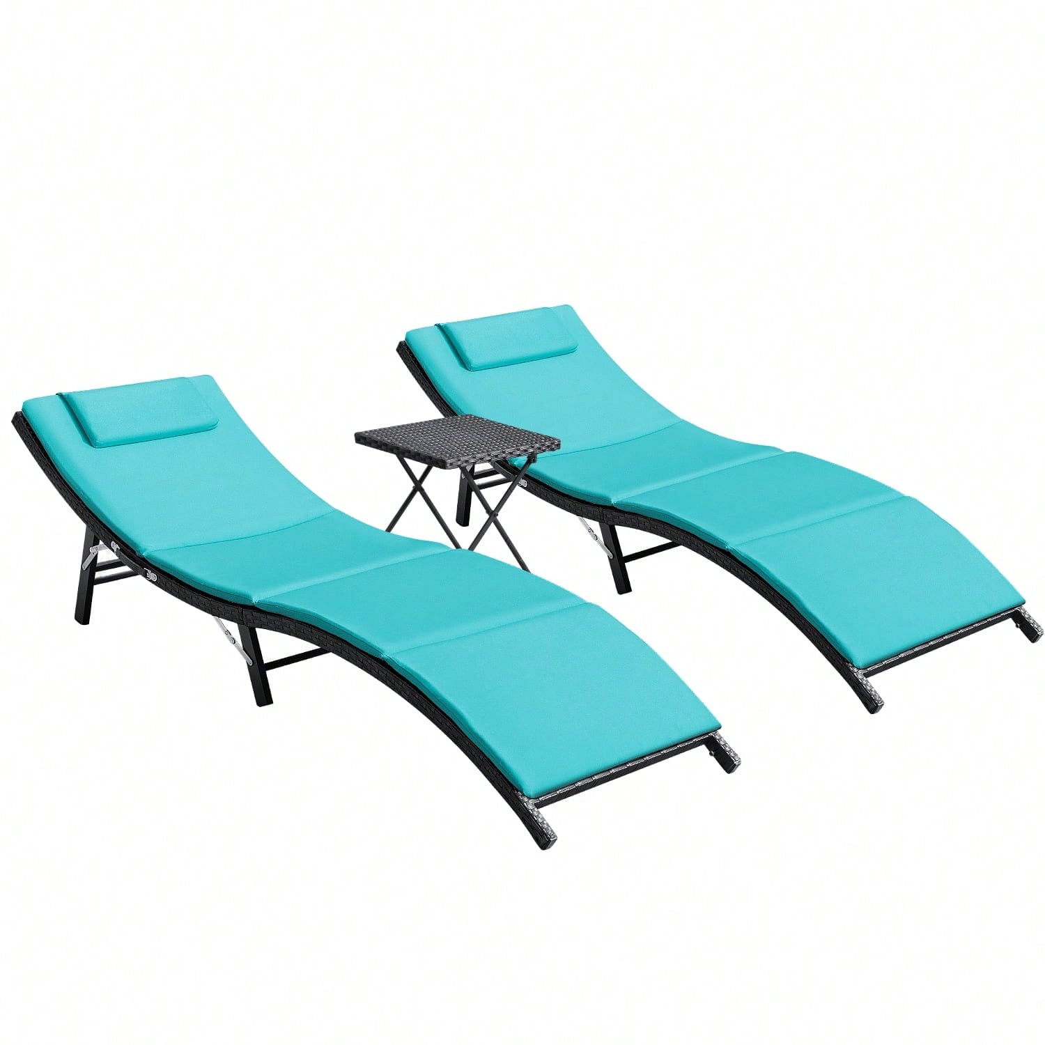 Rattan Lounge Set - 3-częściowy zestaw mebli ogrodowych: leżak na