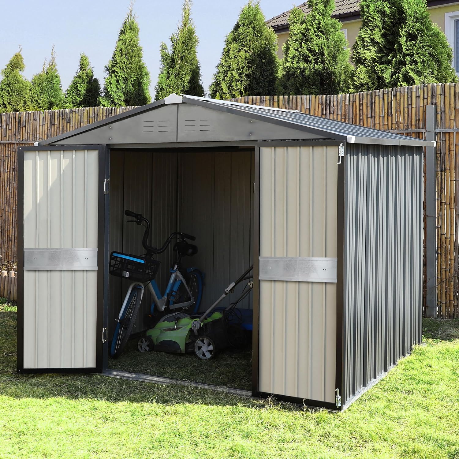 Szopa ogrodowa 3 x 3 m z podwó – Outdoor Furniture Metal recenzja i cena