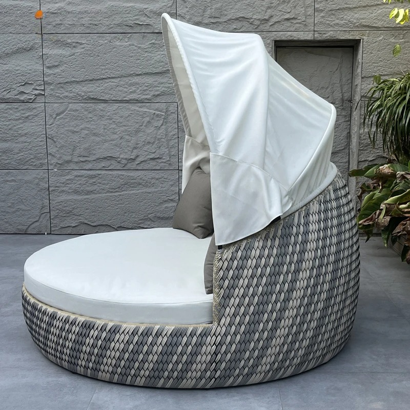 Leżanka, okrągła, odporna na r – Rattan Lounge Set recenzja i cena
