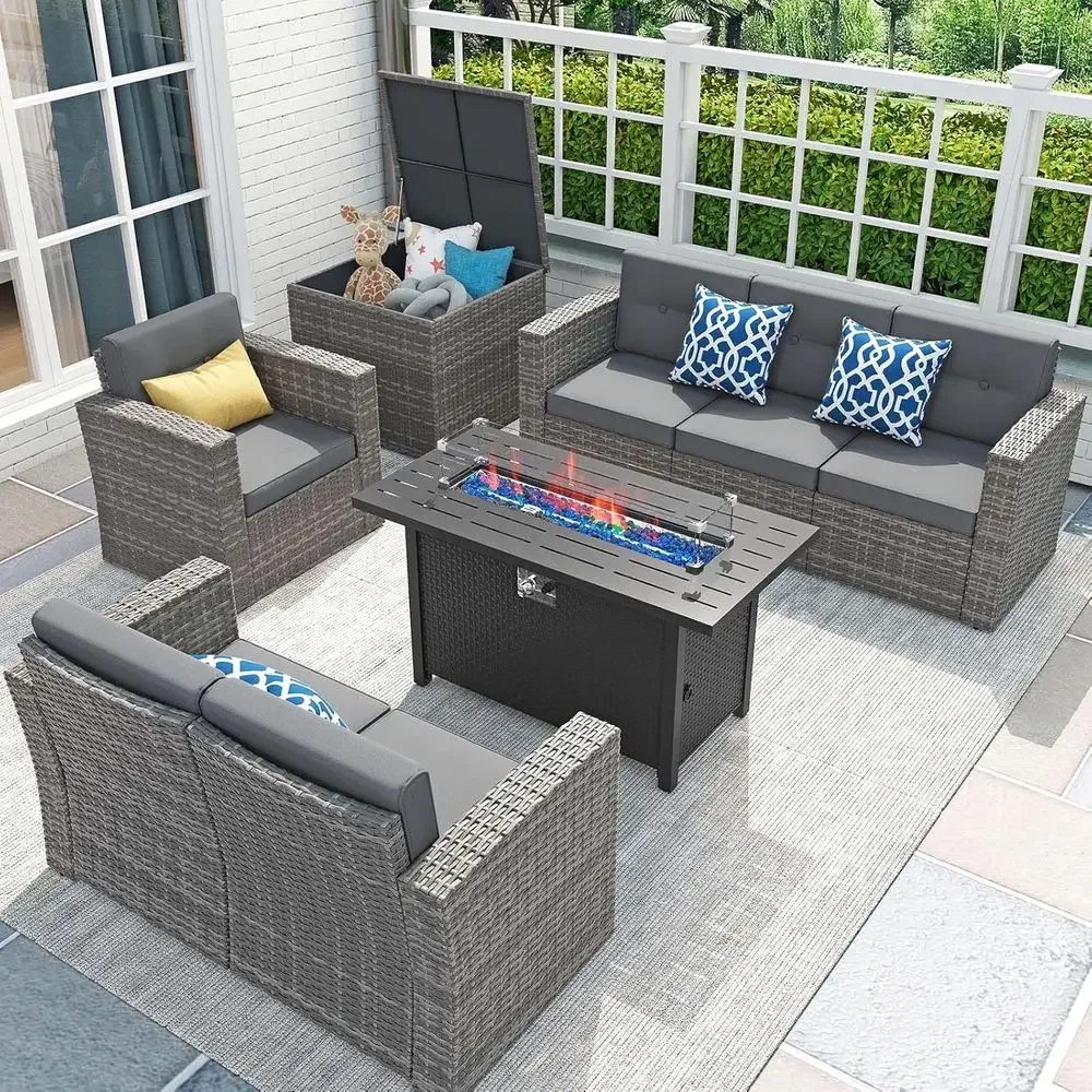 8-częściowy zestaw mebli ogrod – Outdoor Furniture Fire Table recenzja i cena