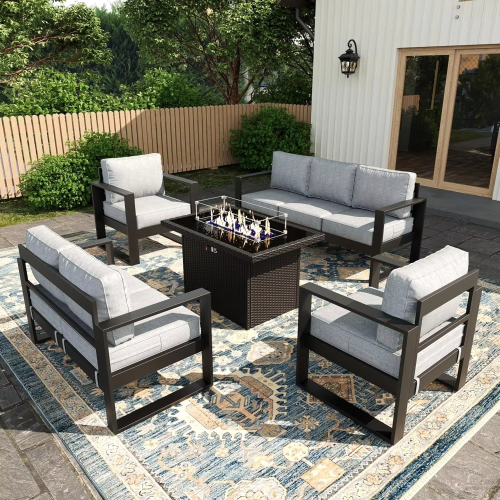 Zestaw mebli na taras, meble b – Outdoor Furniture Fire Table recenzja i cena