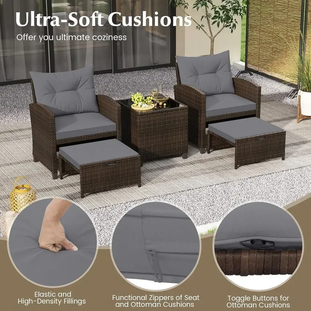 5-częściowy zestaw mebli ogrod – Rattan Lounge Set recenzja i cena