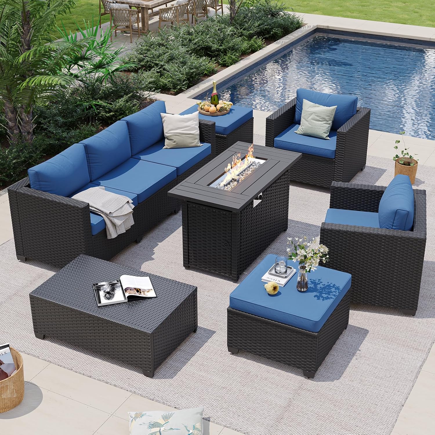 Granatowy narożnik ogrodowy z  – Outdoor Furniture Fire Table recenzja i cena