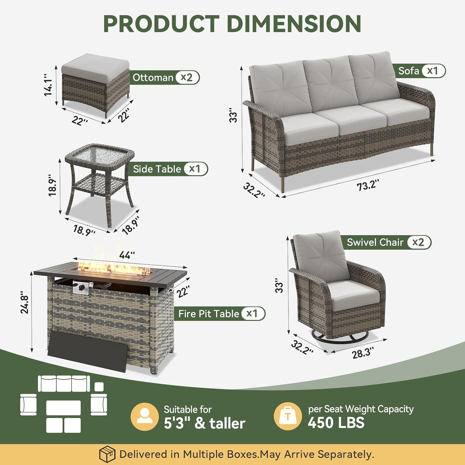 7-częściowy wiklinowy zestaw m – Outdoor Furniture Fire Table recenzja i cena