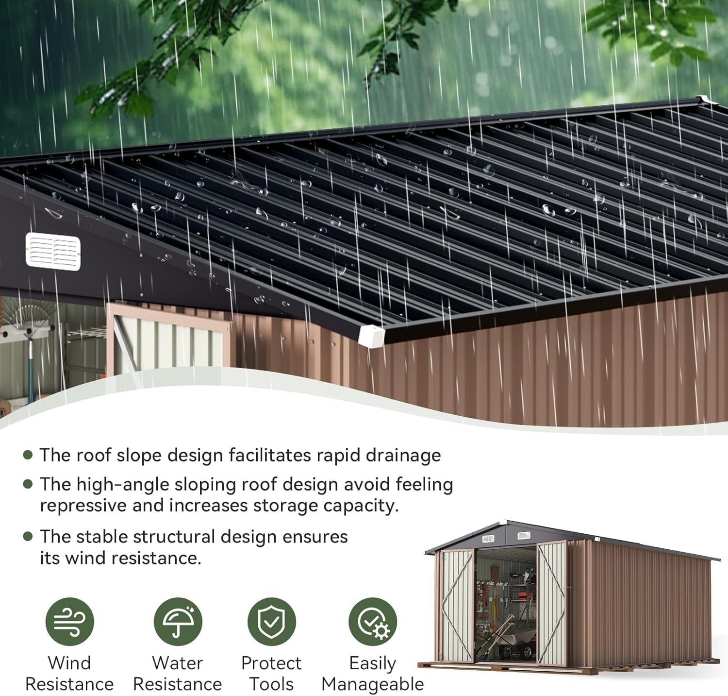 Szopa ogrodowa 12 x 10 stóp z  – Outdoor Furniture Metal recenzja i cena