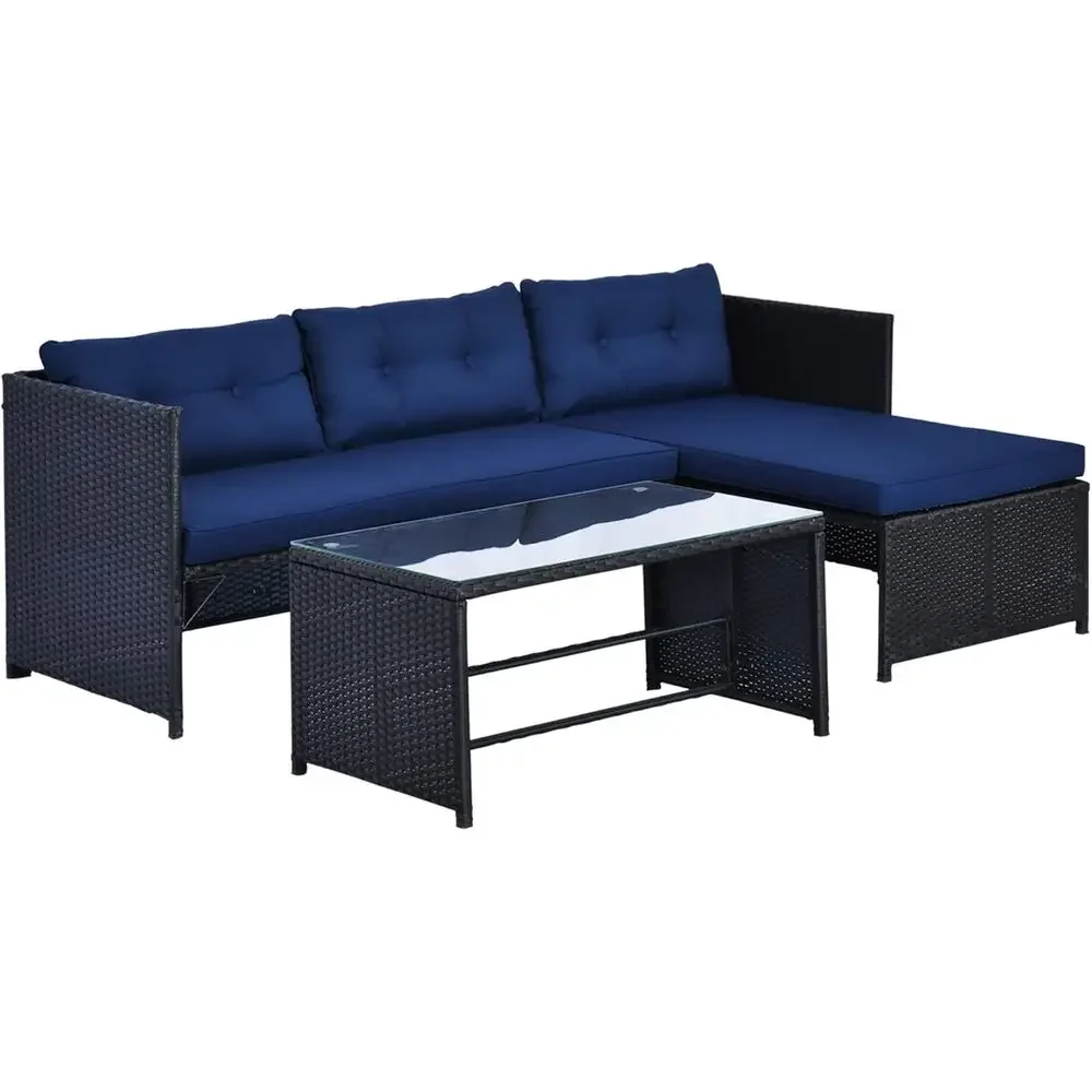 Niebieski narożnik rattanowy w – Rattan Lounge Set recenzja i cena