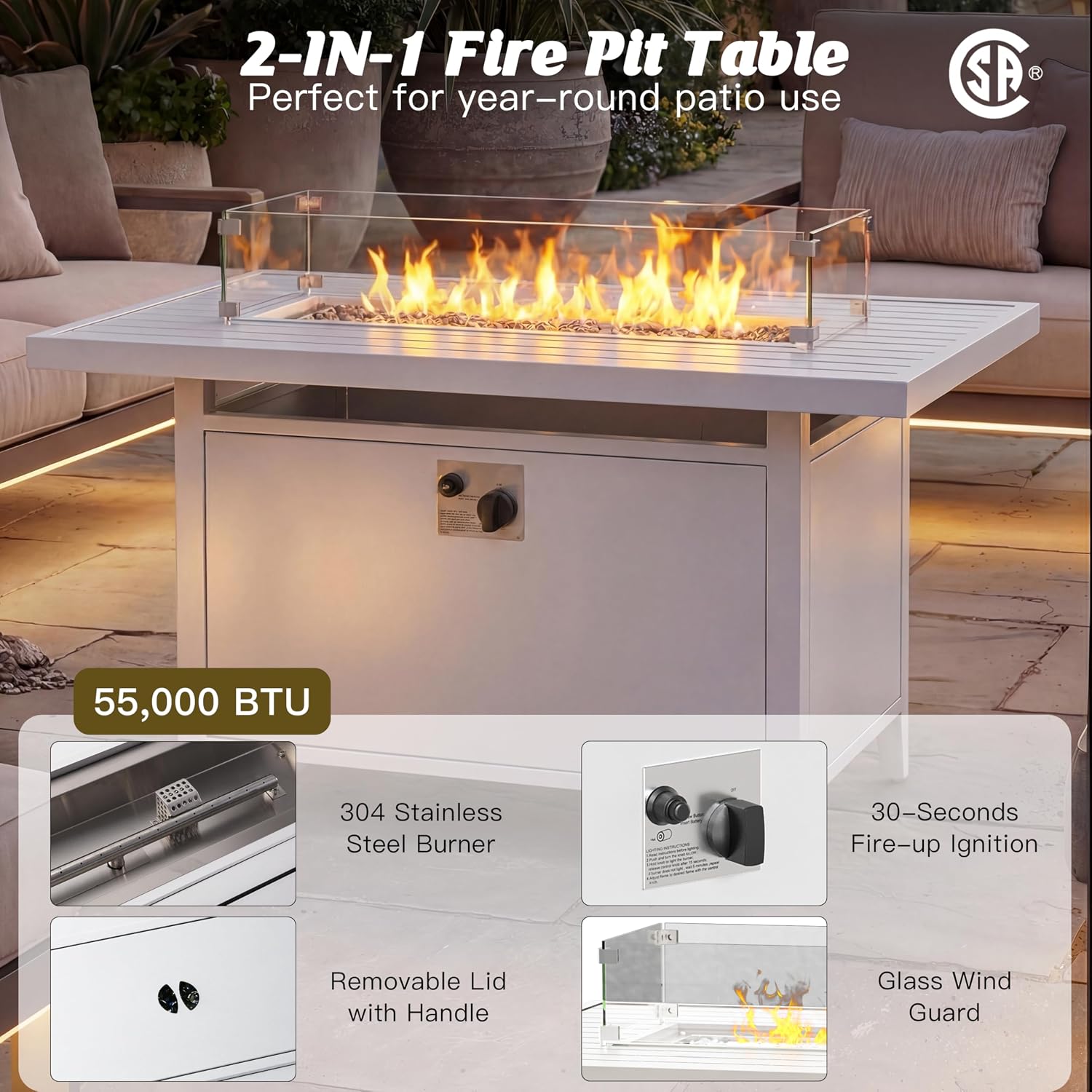 7-częściowy zestaw mebli ogrod – Outdoor Furniture Fire Table recenzja i cena