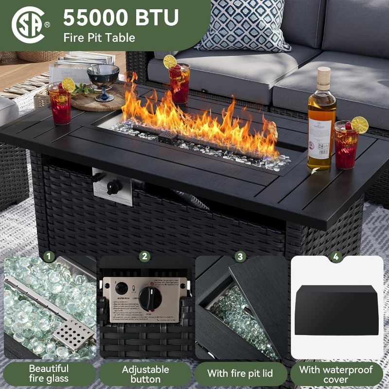Aoxun 8-częściowy zestaw mebli – Outdoor Furniture Fire Table recenzja i cena