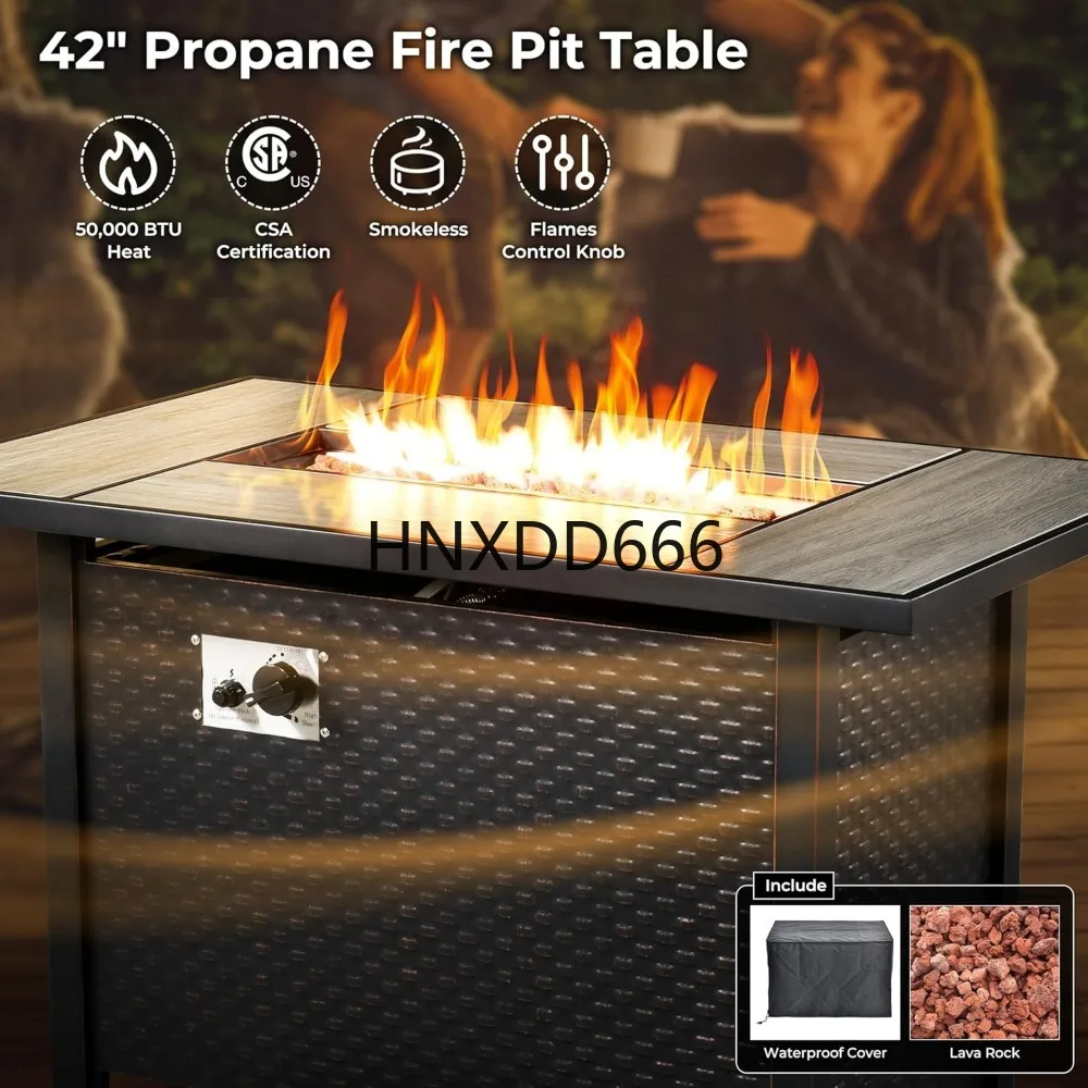 8-częściowy zestaw mebli ogrod – Outdoor Furniture Fire Table recenzja i cena